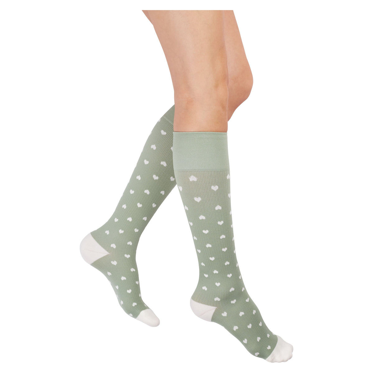REJUVA Heart Knee High 15-20 mmHg, Sage/Cream