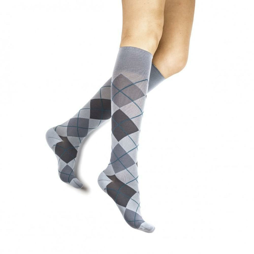 REJUVA Argyle Knee High 15-20 mmHg, Smoke