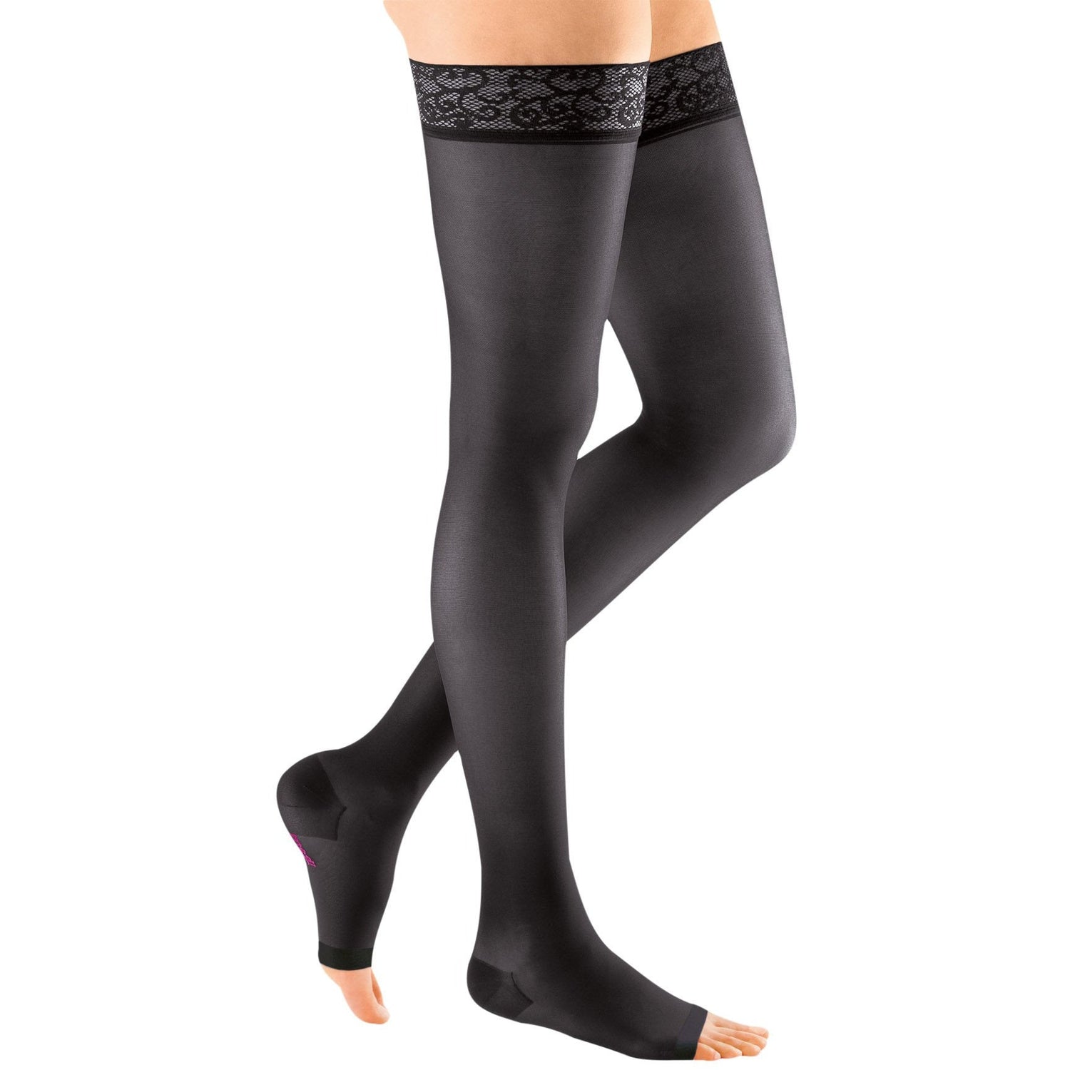 mediven Sheer & Soft Women's 30-40 mmHg OPEN TOE Thigh High, Ebony