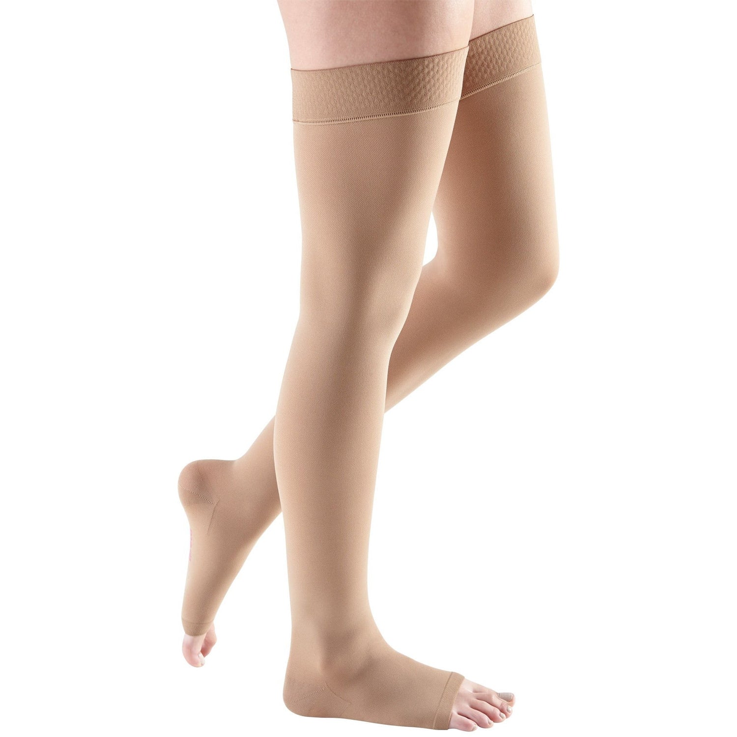 mediven Comfort 20-30 mmHg OPEN TOE Thigh High w/ Beaded Silicone Top Band, Natural