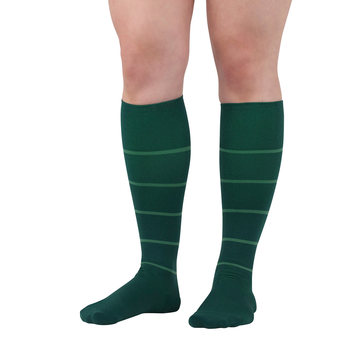 REJUVA Broad Stripe Knee High, 15-20 mmHg, Forest Green