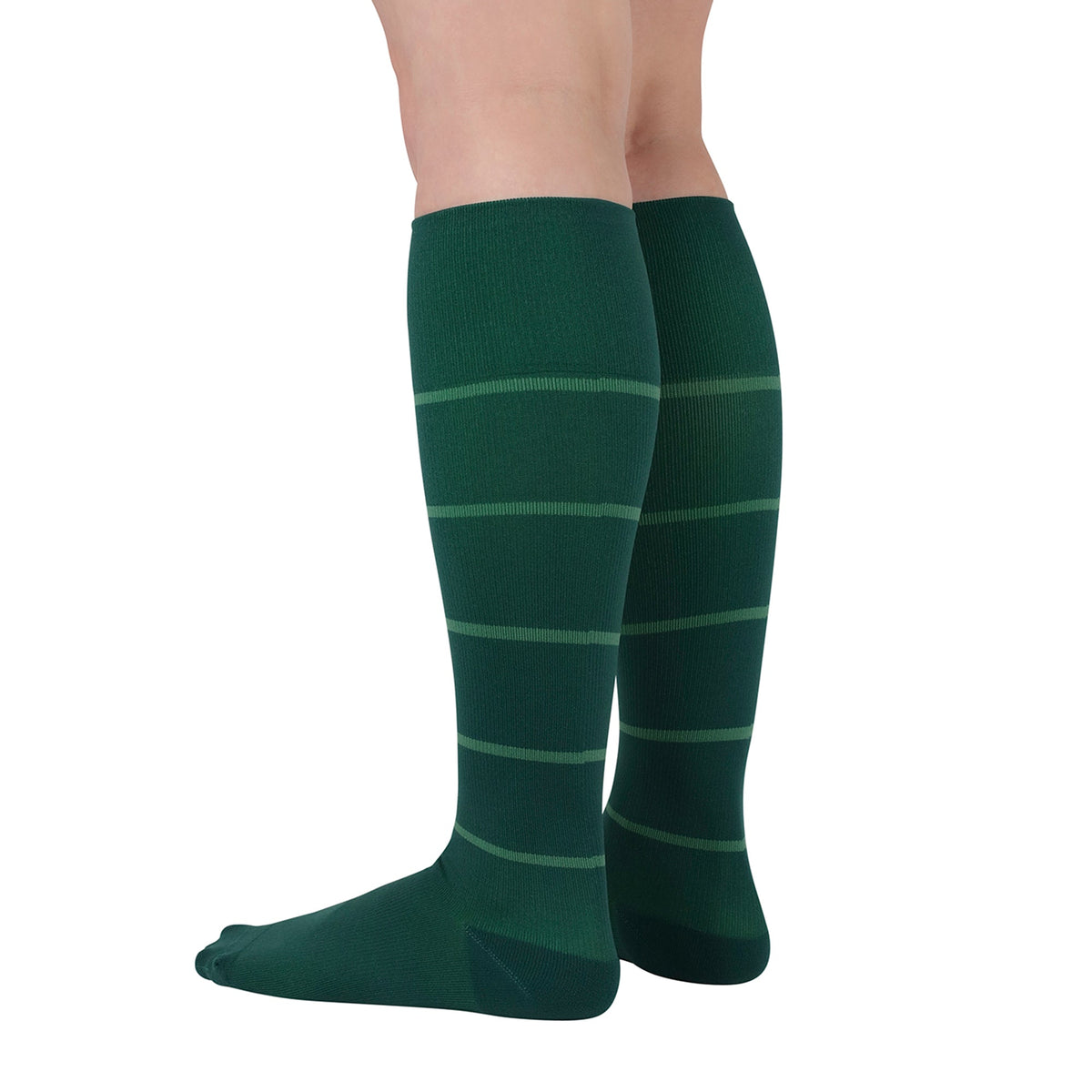 REJUVA Broad Stripe Knee High, 15-20 mmHg, Forest Green