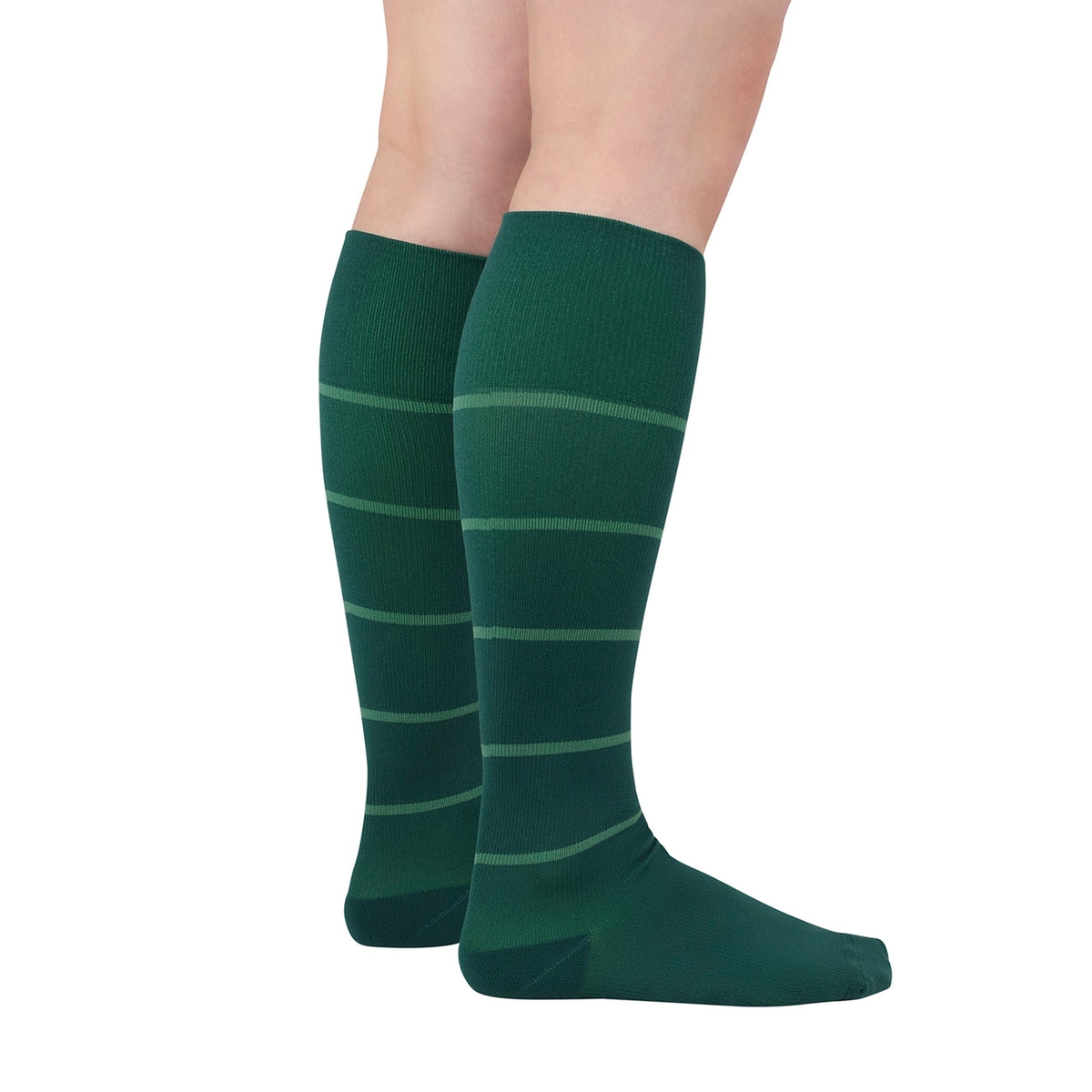 REJUVA Broad Stripe Knee High, 15-20 mmHg, Forest Green
