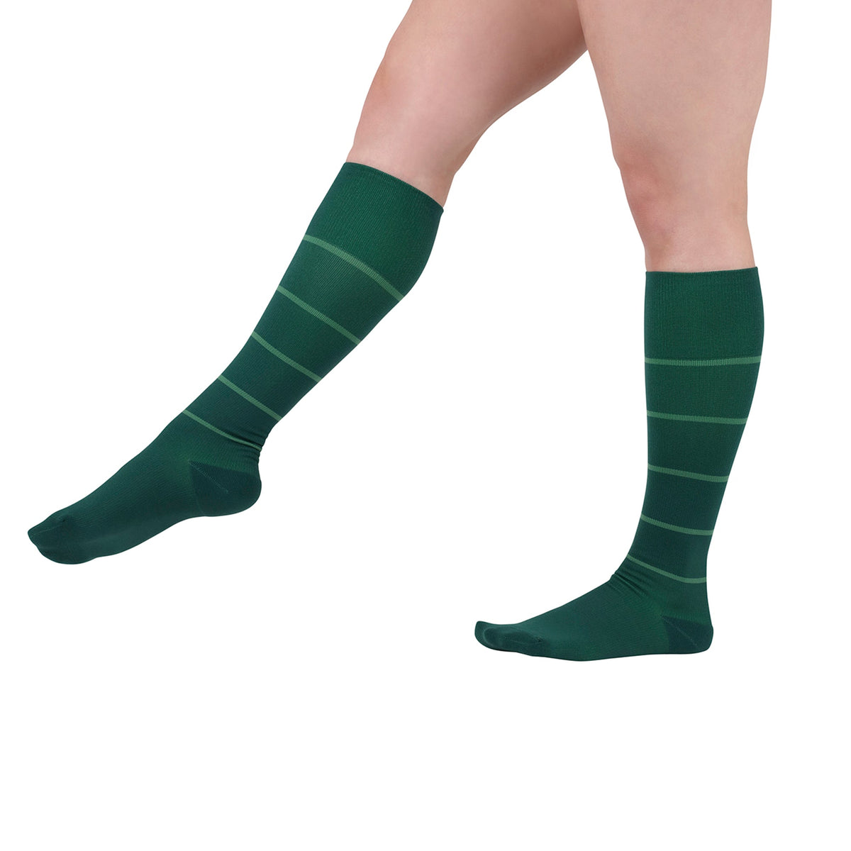 REJUVA Broad Stripe Knee High, 15-20 mmHg, Forest Green