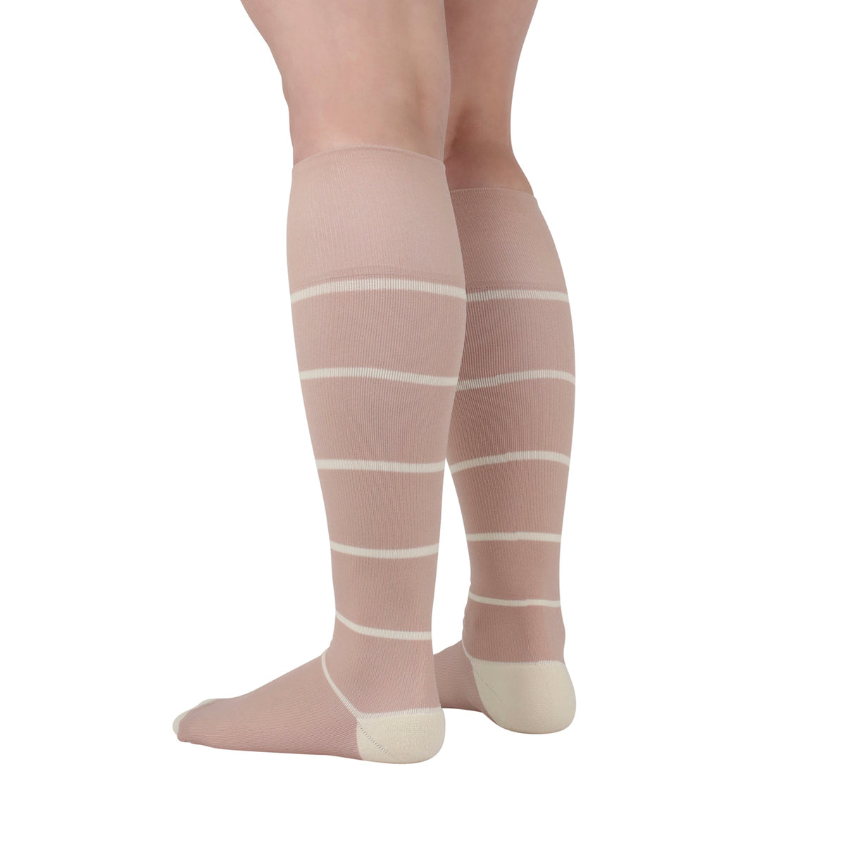 REJUVA Broad Stripe Knee High, 15-20 mmHg, Dusty Rose