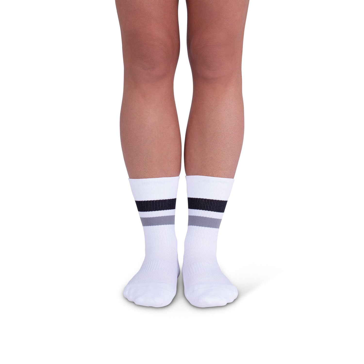REJUVA Retro Stripe Crew Compression Sock 15-20 mmHg, Black