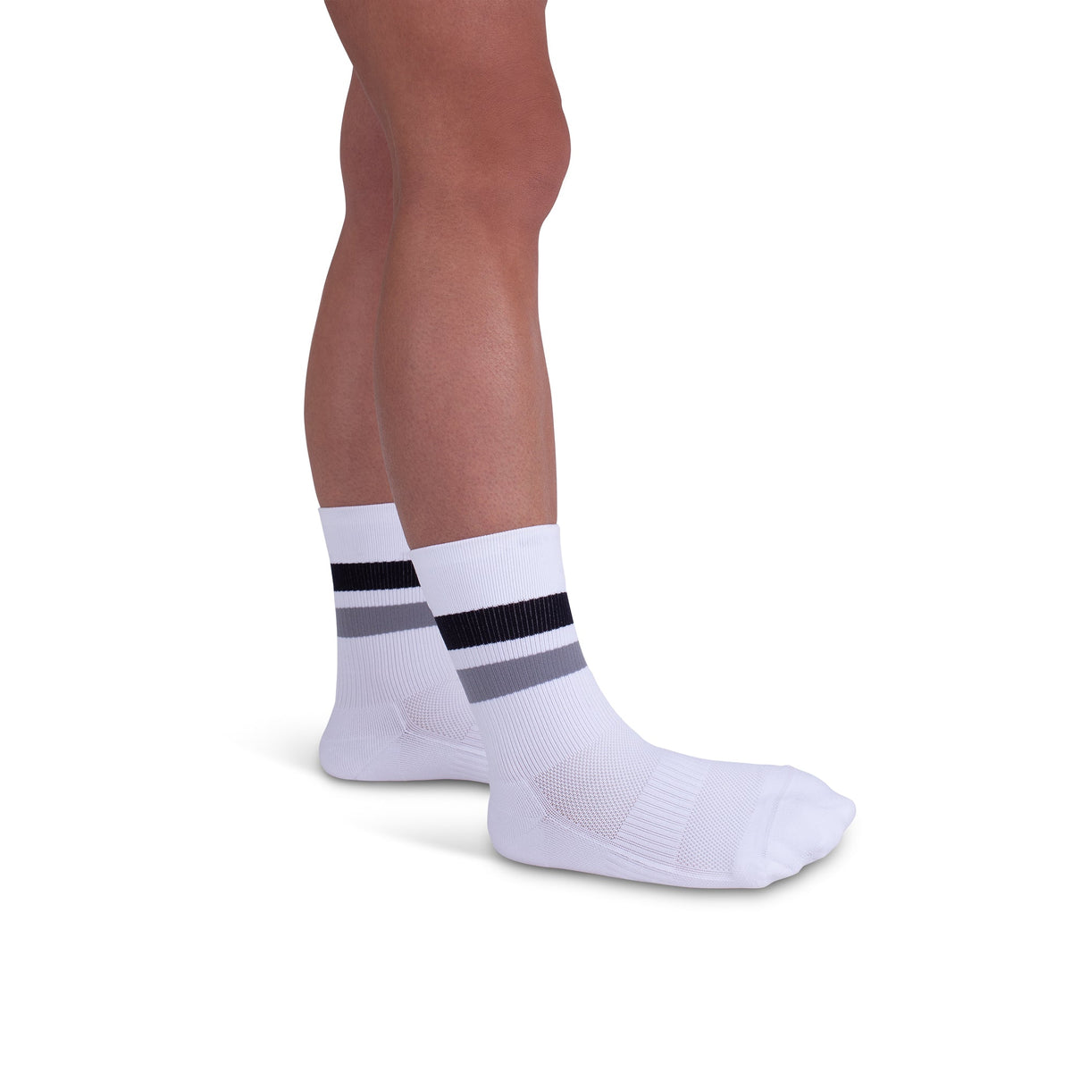 REJUVA Retro Stripe Crew Compression Sock 15-20 mmHg, Black