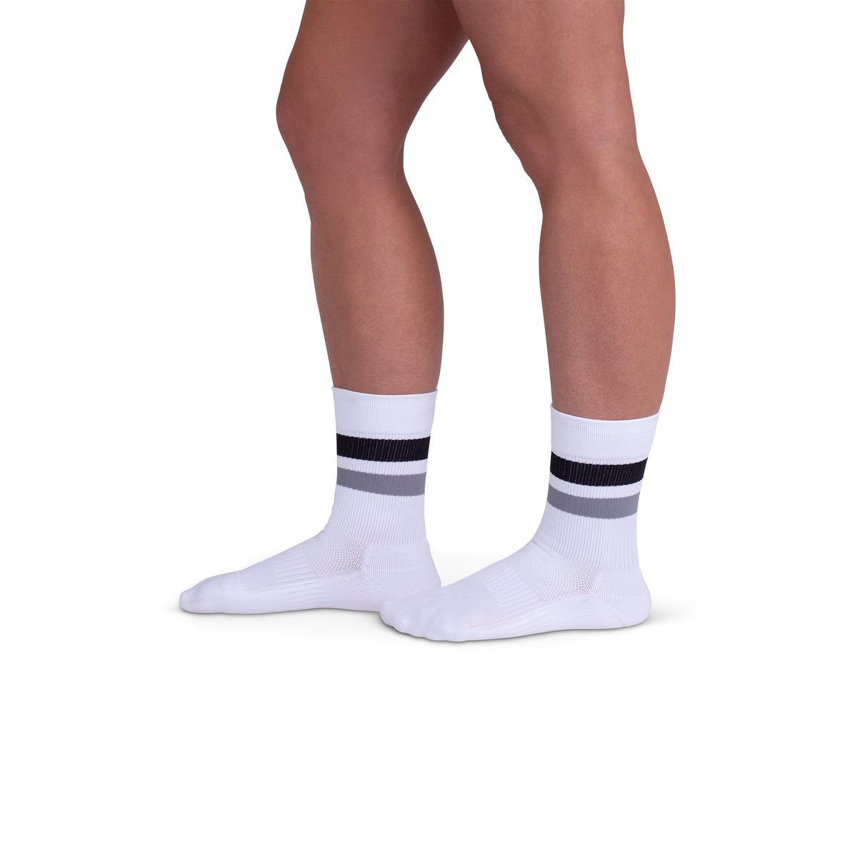 REJUVA Retro Stripe Crew Compression Sock 15-20 mmHg, Black