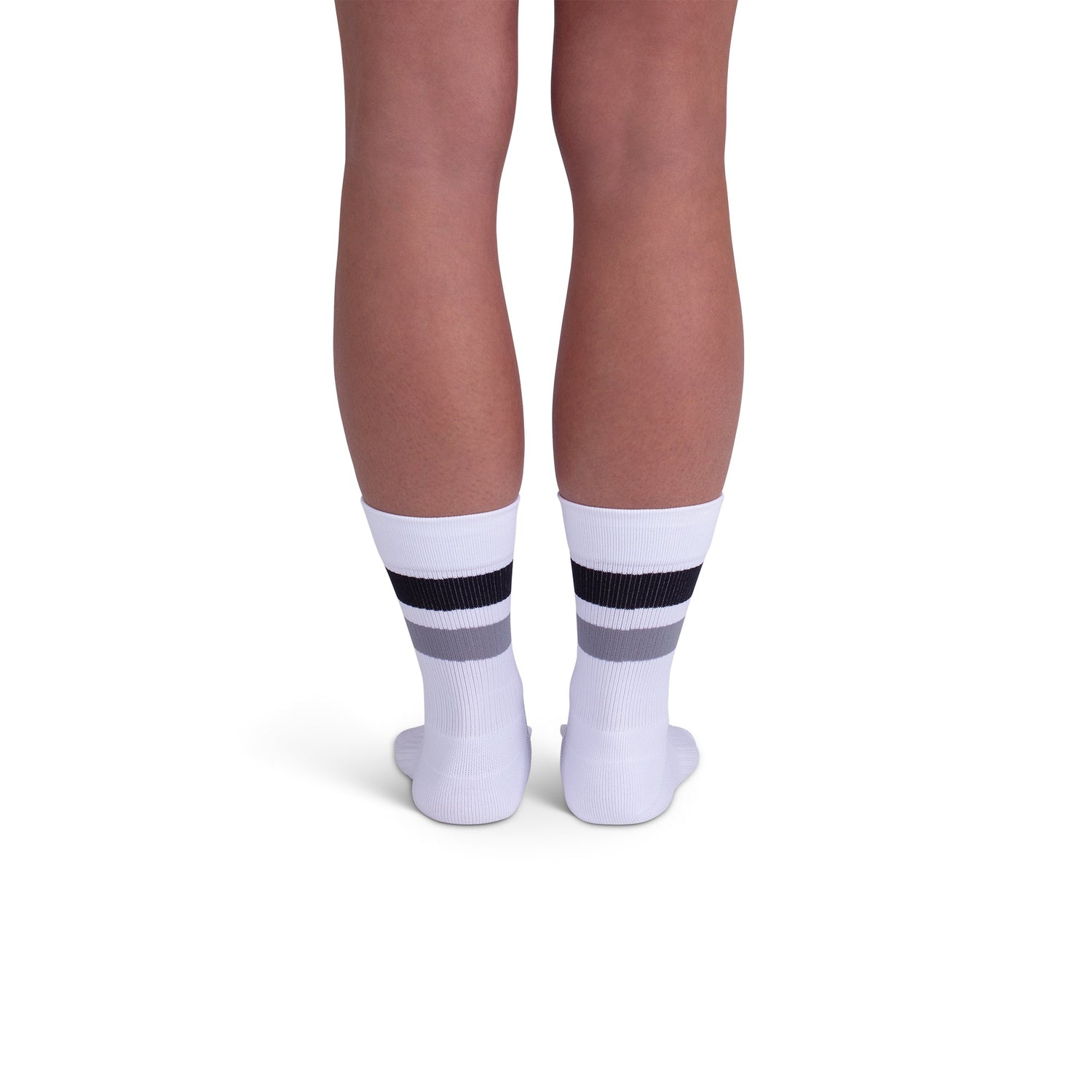REJUVA Retro Stripe Crew Compression Sock 15-20 mmHg, Black