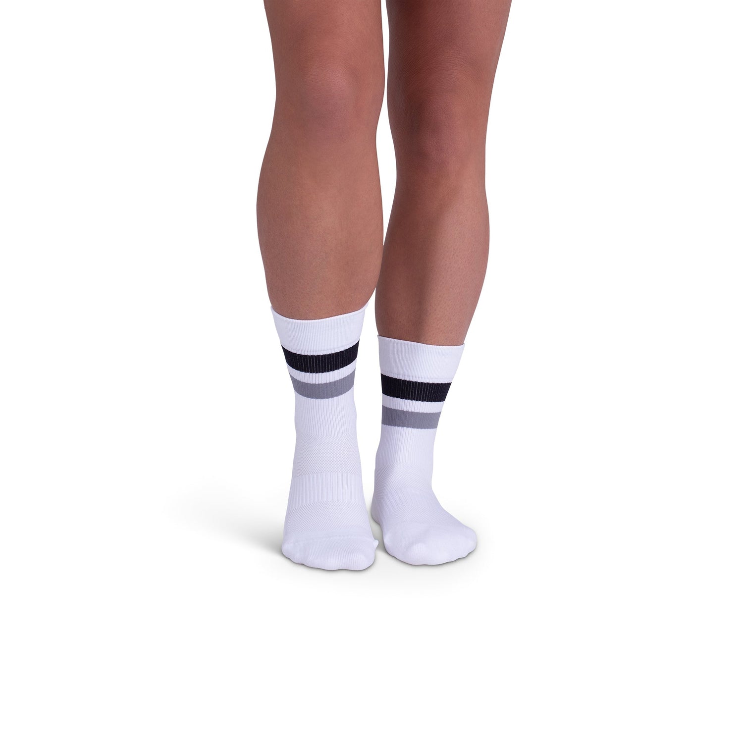 REJUVA Retro Stripe Crew Compression Sock 15-20 mmHg, Black