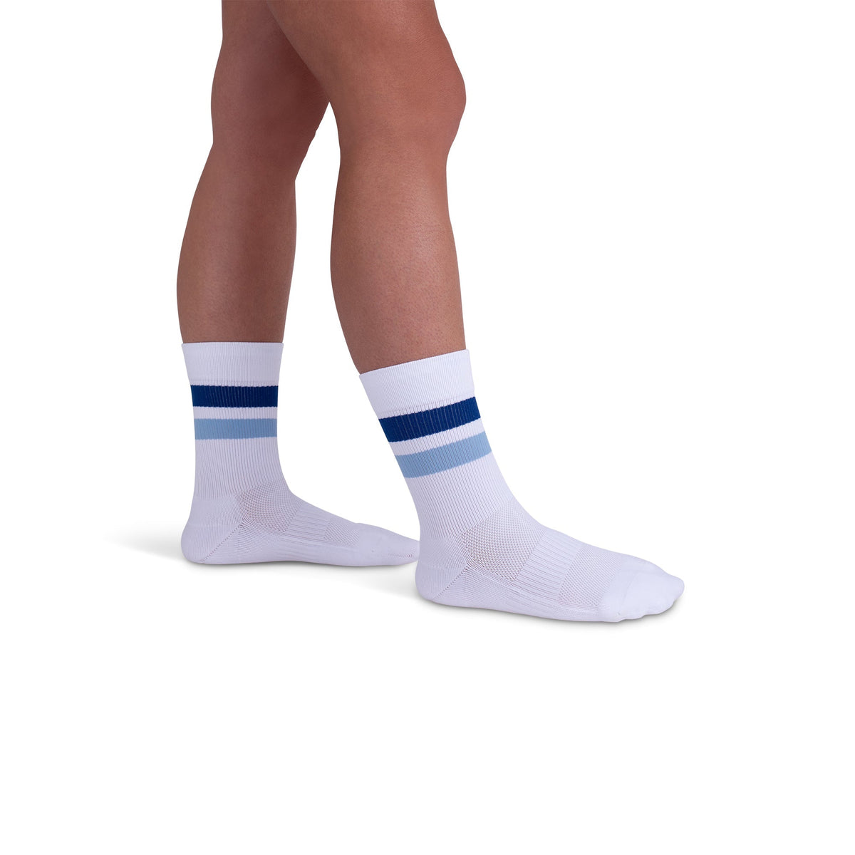 REJUVA Retro Stripe Crew Compression Sock 15-20 mmHg, Blue