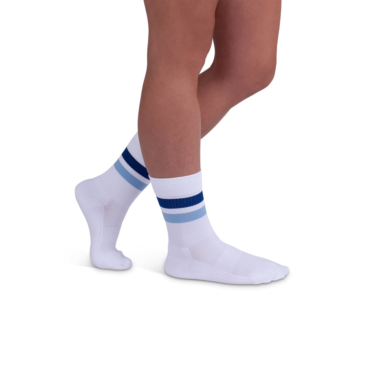 REJUVA Retro Stripe Crew Compression Sock 15-20 mmHg, Blue