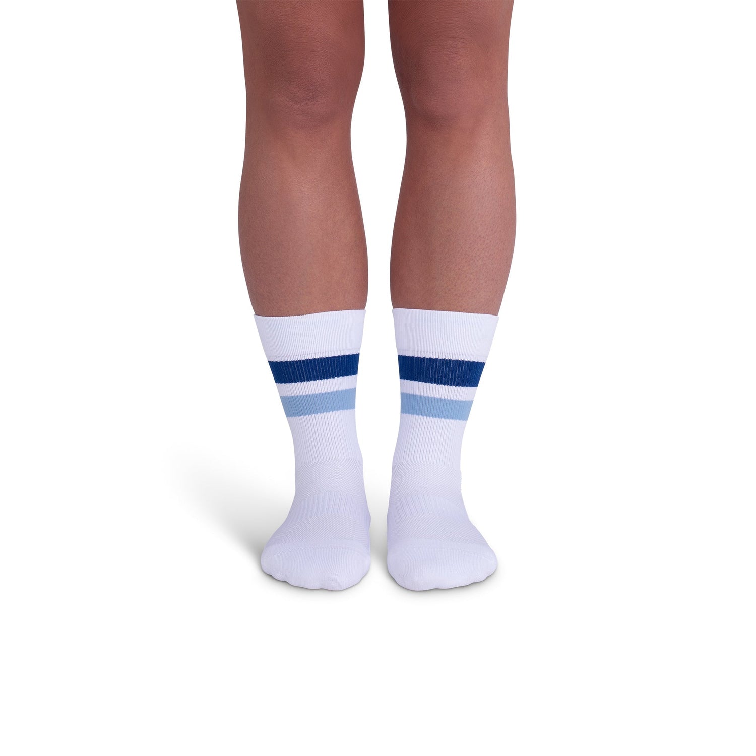 REJUVA Retro Stripe Crew Compression Sock 15-20 mmHg, Blue