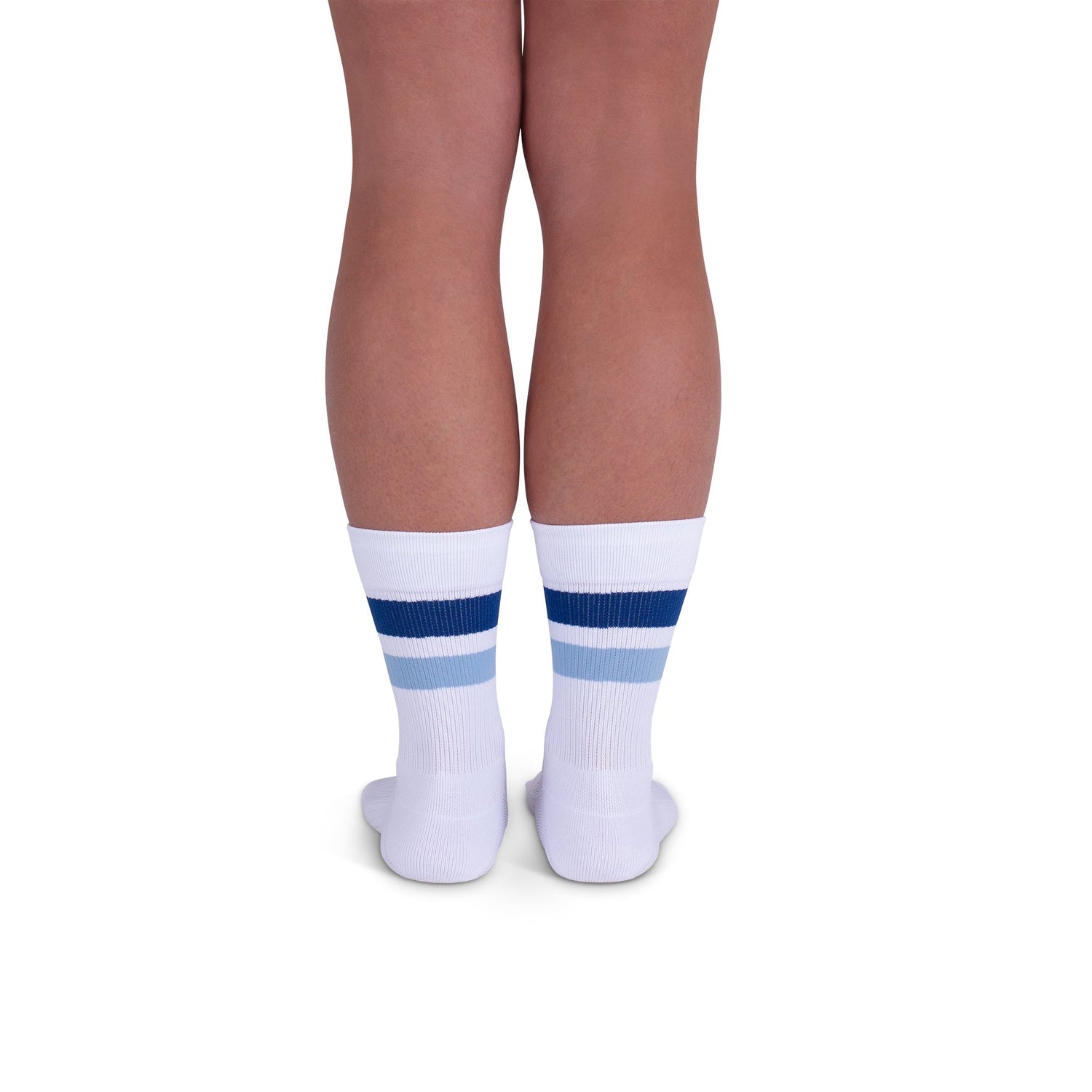 REJUVA Retro Stripe Crew Compression Sock 15-20 mmHg, Blue