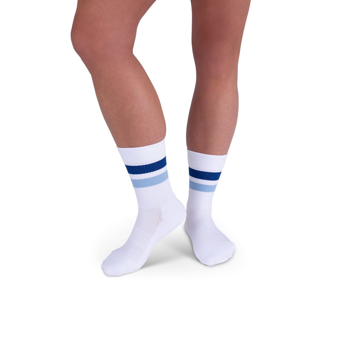 REJUVA Retro Stripe Crew Compression Sock 15-20 mmHg, Blue