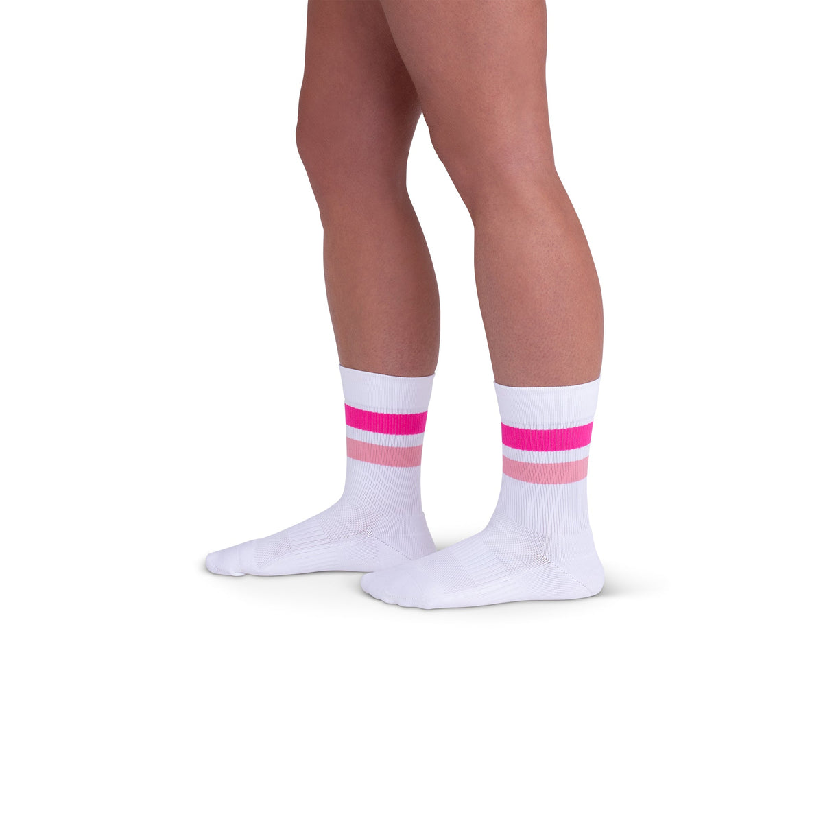 REJUVA Retro Stripe Crew Compression Sock 15-20 mmHg, Pink