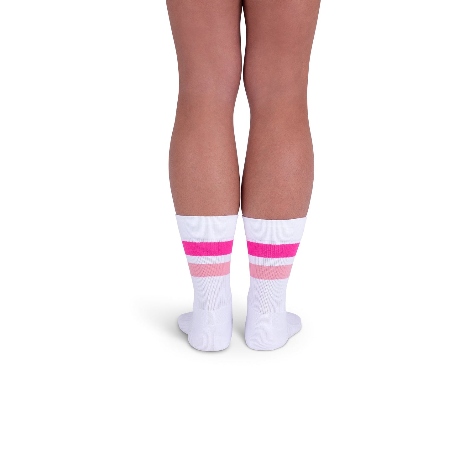 REJUVA Retro Stripe Crew Compression Sock 15-20 mmHg, Pink