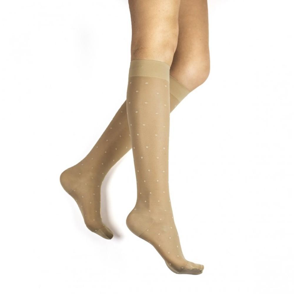 REJUVA Sheer Dot Women's 15-20 mmHg Knee High, Buff